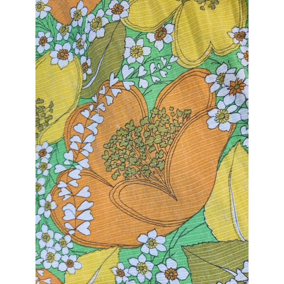 Vintage 1970s Floral Linen Button Up Sleeveless Tank Womens L/XL - Picture 6 of 6